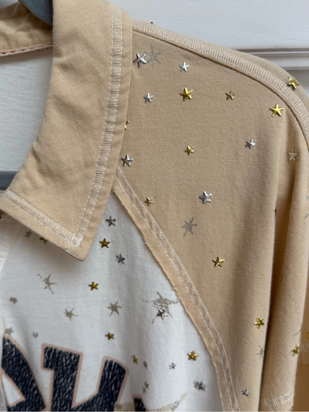 Anthropologie Pilcro Long Sleeve Stardust Graphic Henley Top Size Medium - Picture 12 of 16